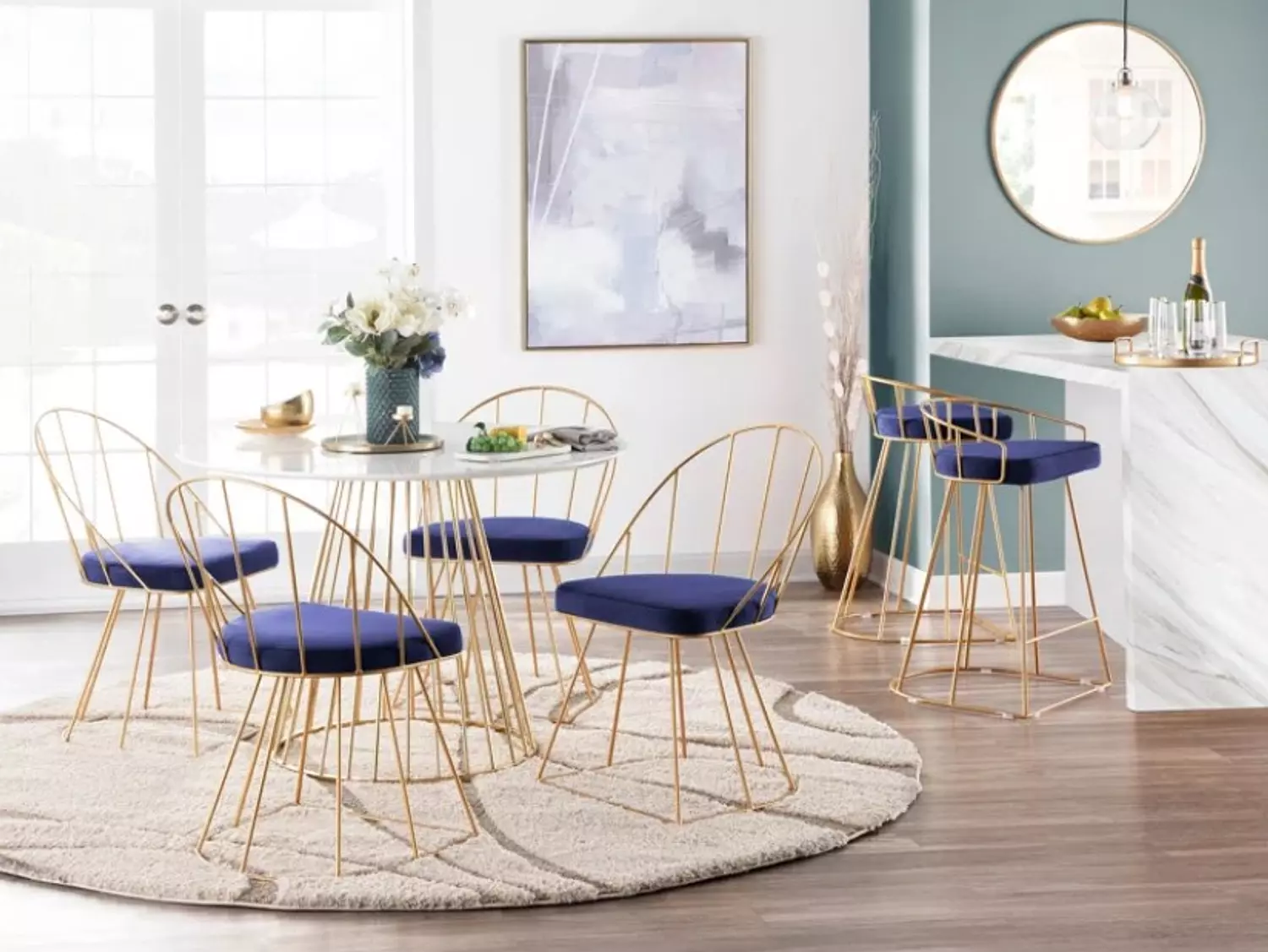 Steel Dining Table - 5 Pieces image