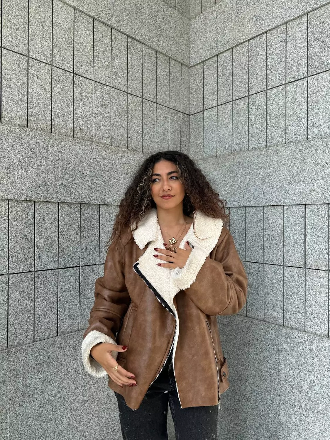 Stonewashed Oversized Leather Jacket image