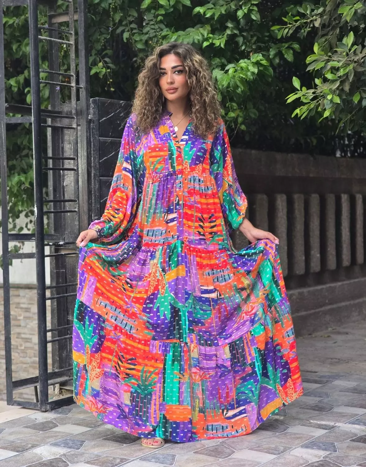 Multicolour purple dress hover image