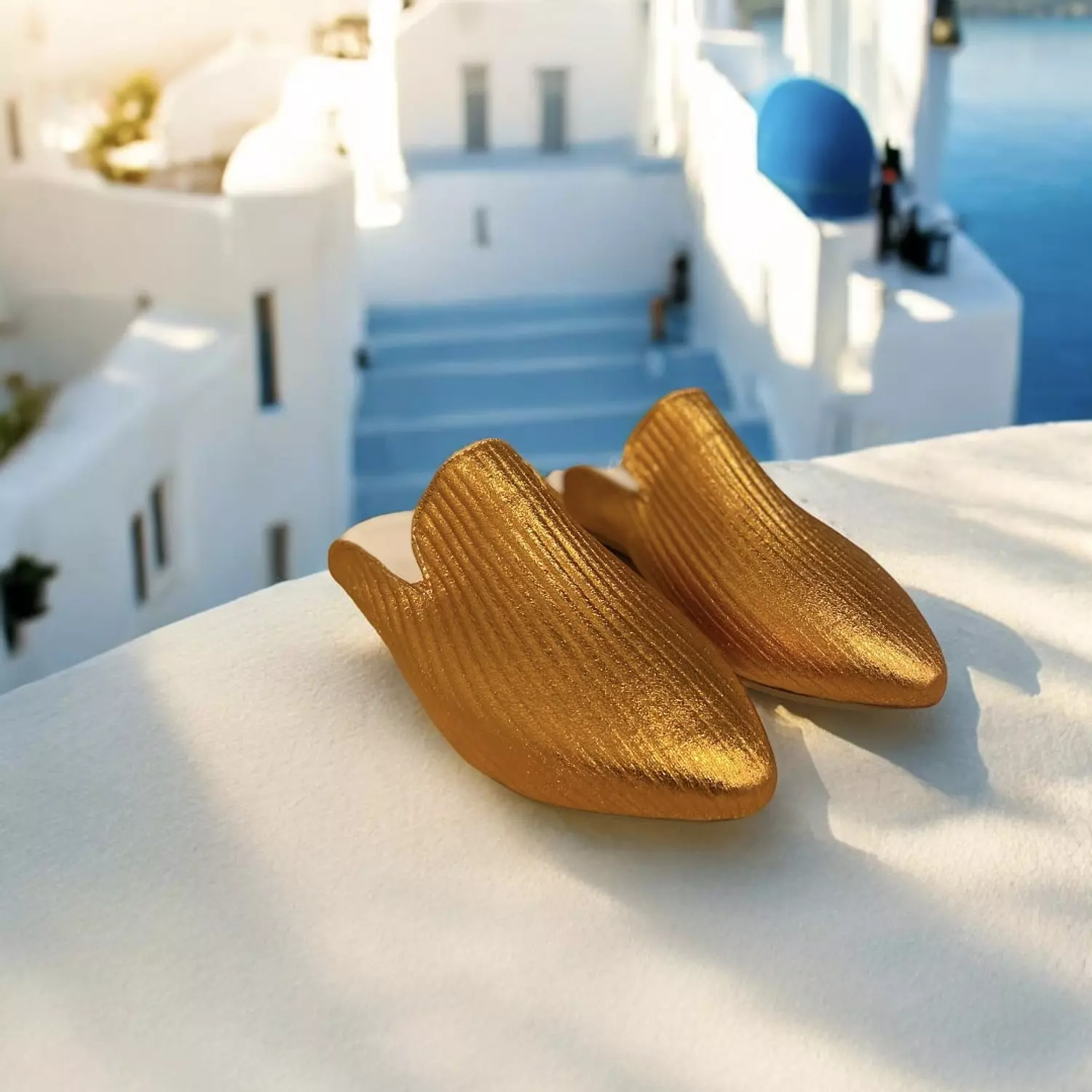 Pleated Gold Loafers image