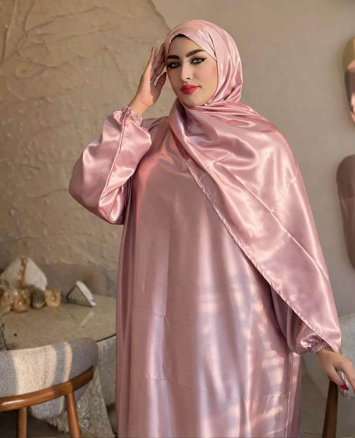 Satin Maxi Isdal with Attached Hijab 18