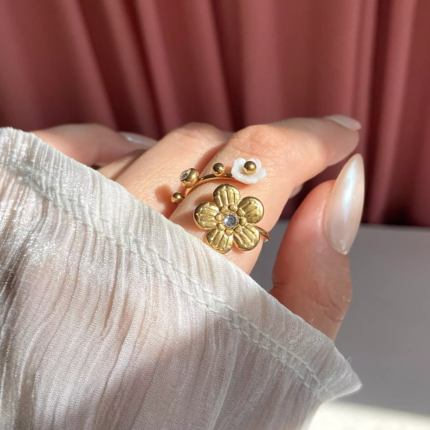 Floral Open stainless steel Ring 1