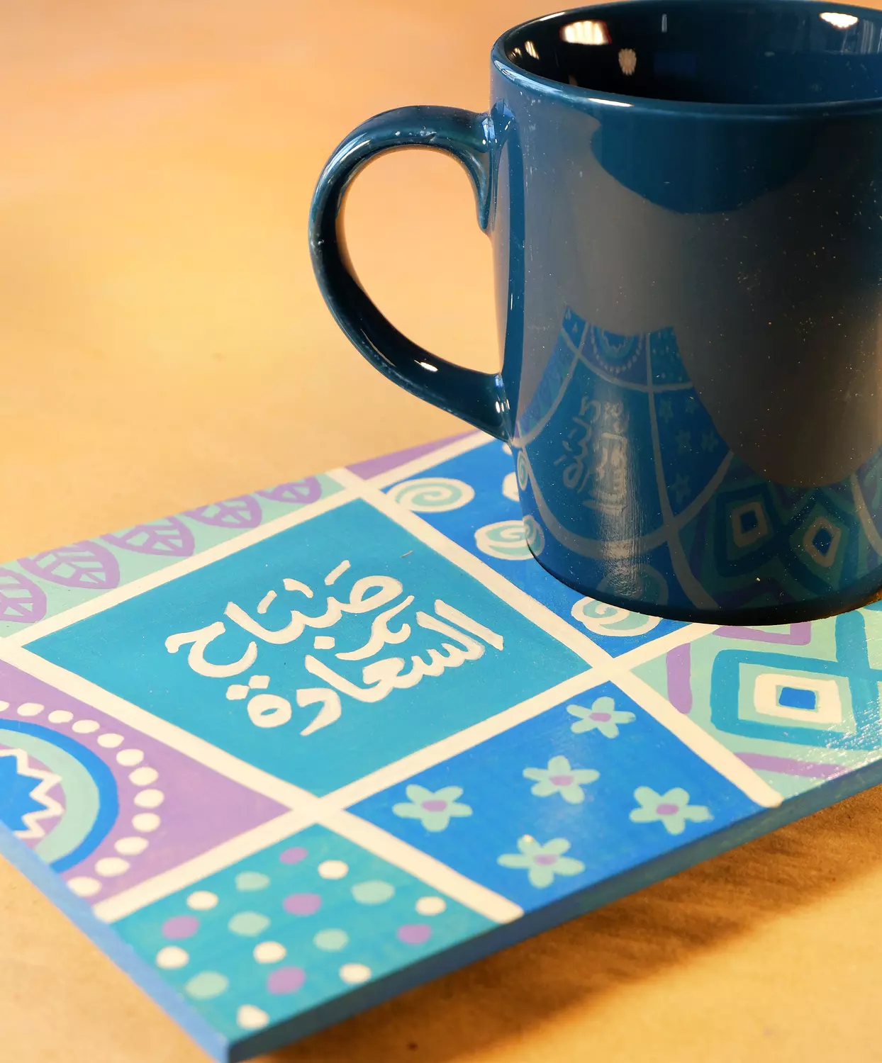 Coaster mug -sun squares blue  1