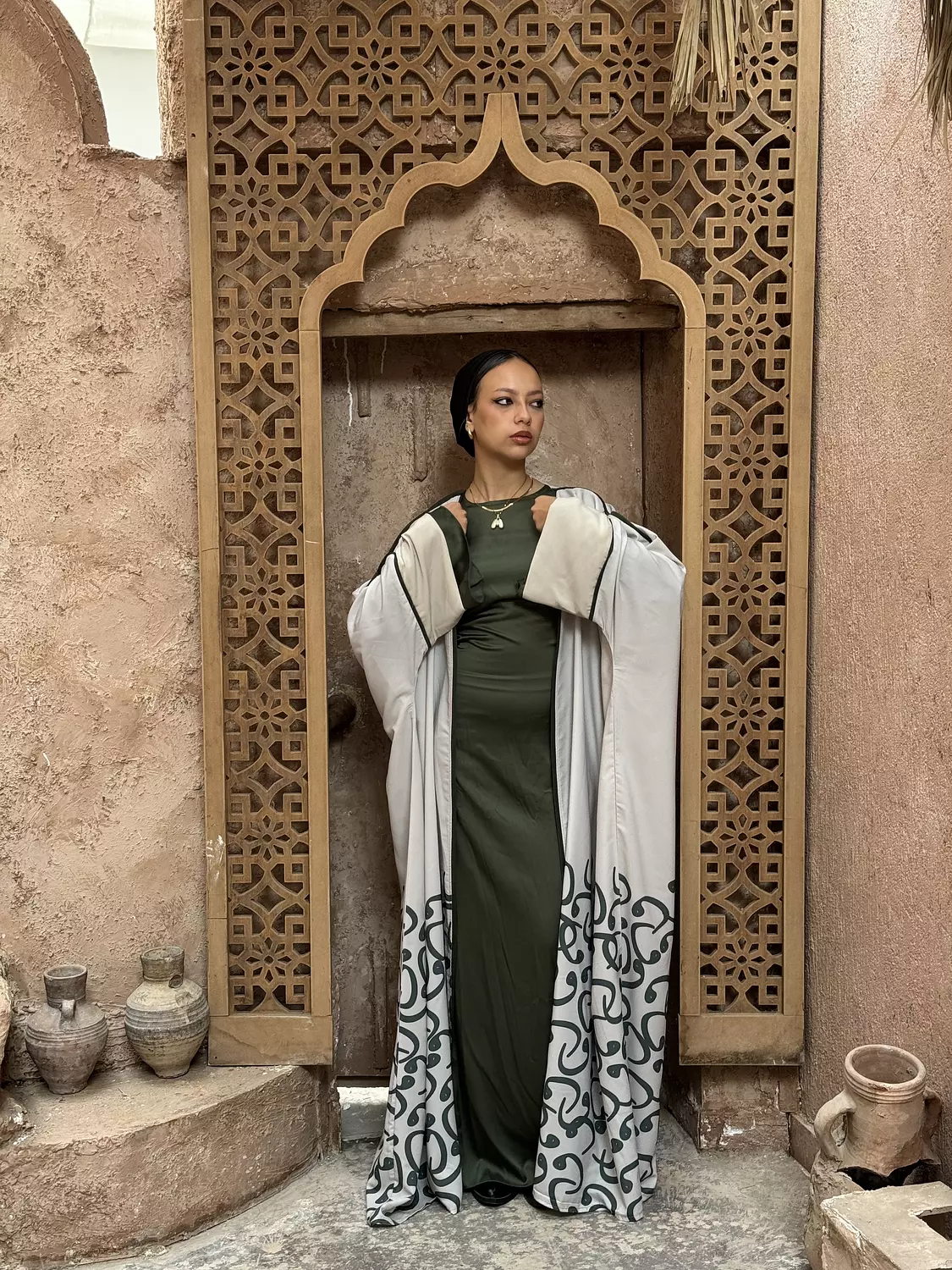 Green Arabic Letters Kaftan 2