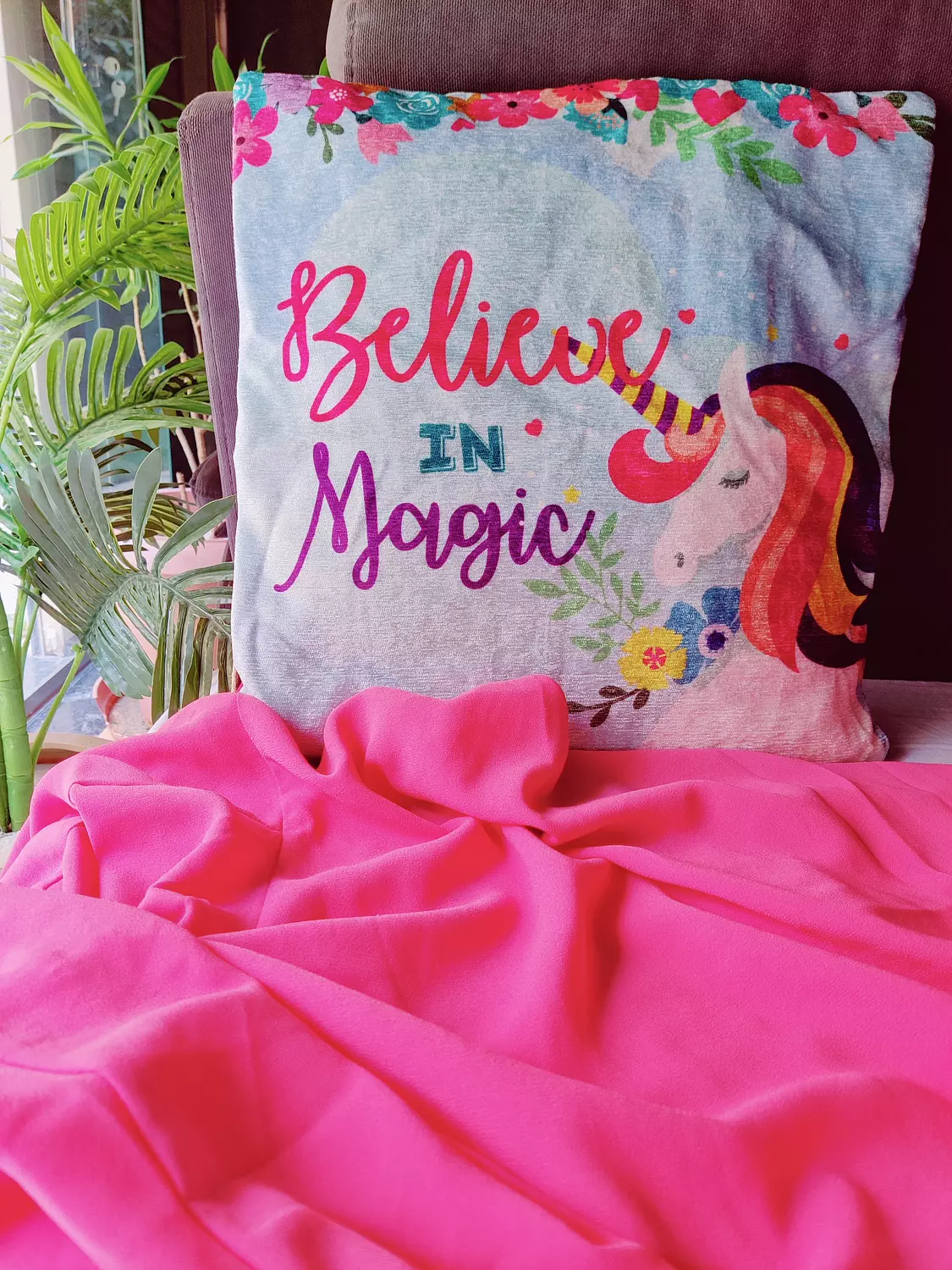 Believe in Magic Unicorn Cushion Cover image