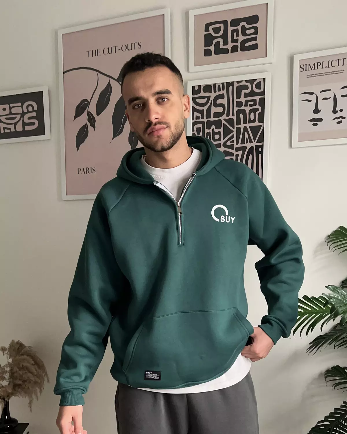 Half Zipper Hoodie _ Green image