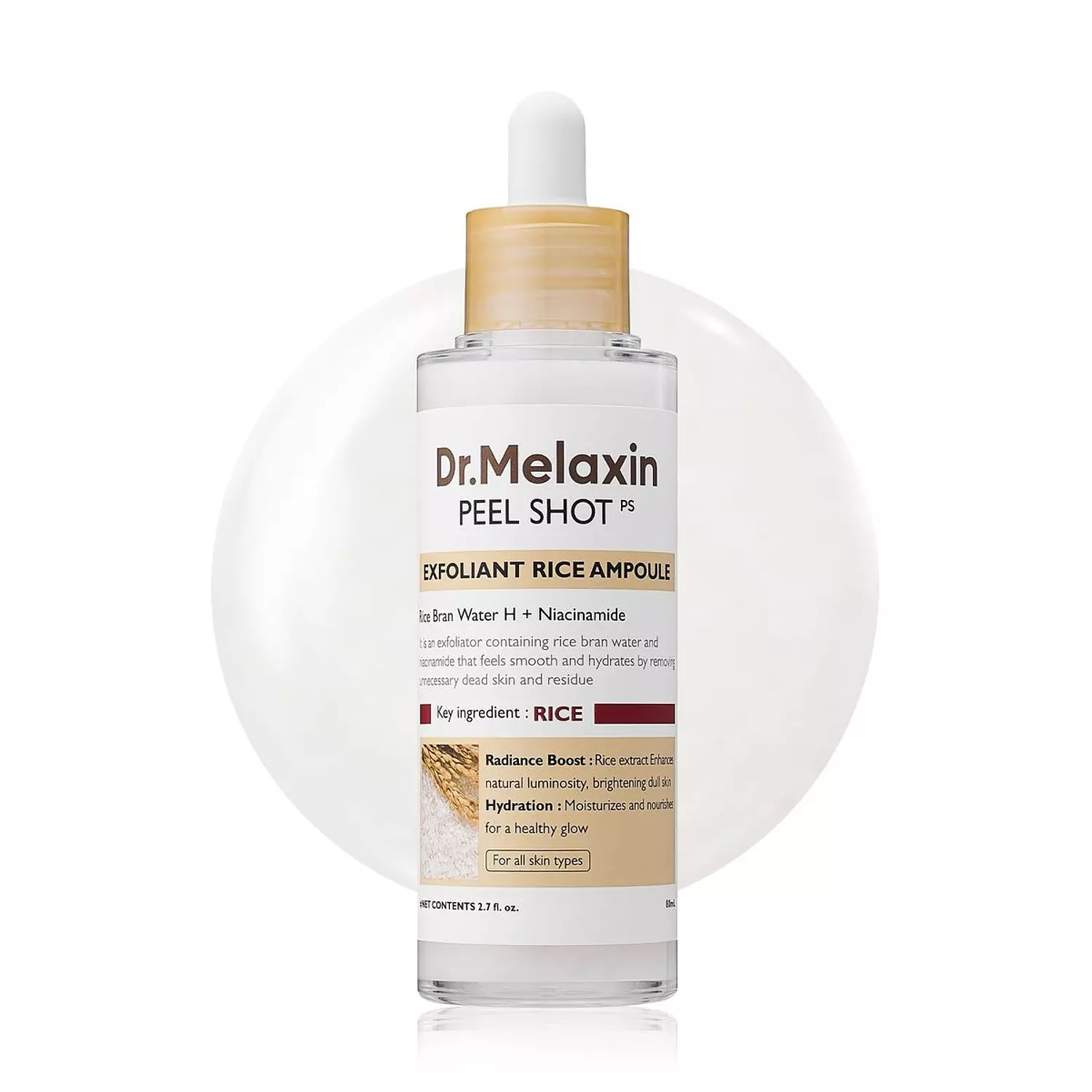 Dr. Melaxin Peel Shot Exfoliant White Rice Ampoule | Brightening & Hydrating Rice-Based Exfoliator (80ml) image