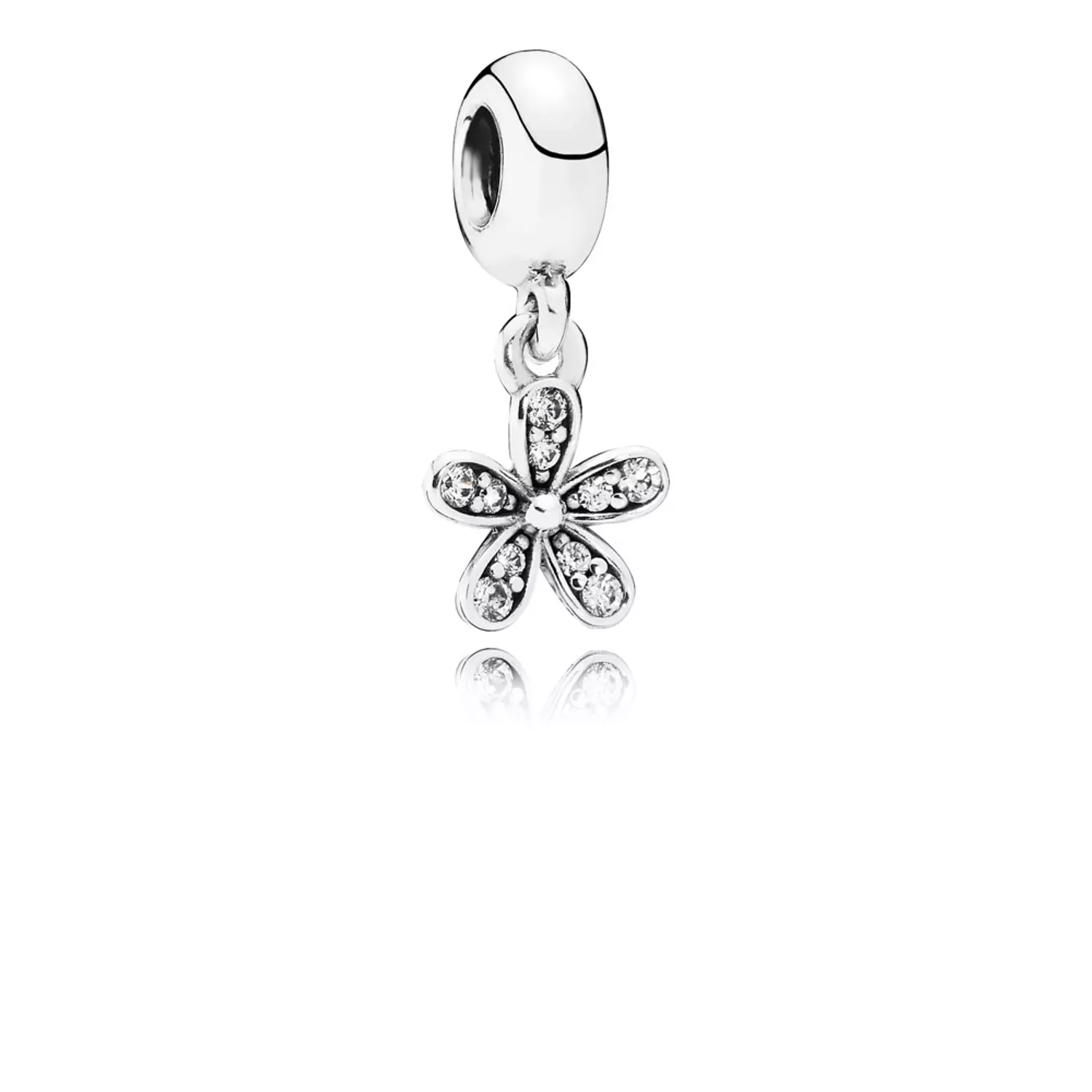Daisy silver dangle with cubic zirconia