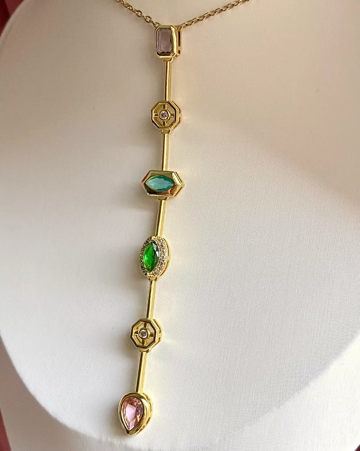 Elegant Gold Chain with Mixed Gemstone Drops 💎✨ 4