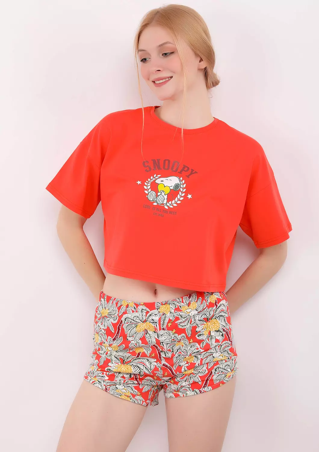 Snoopy Palms Shorts Pajama Set 5