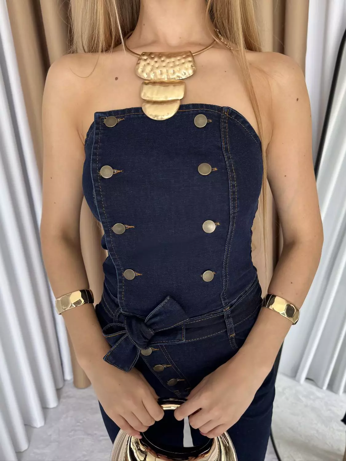 Cup Denim Jumpsuit hover image