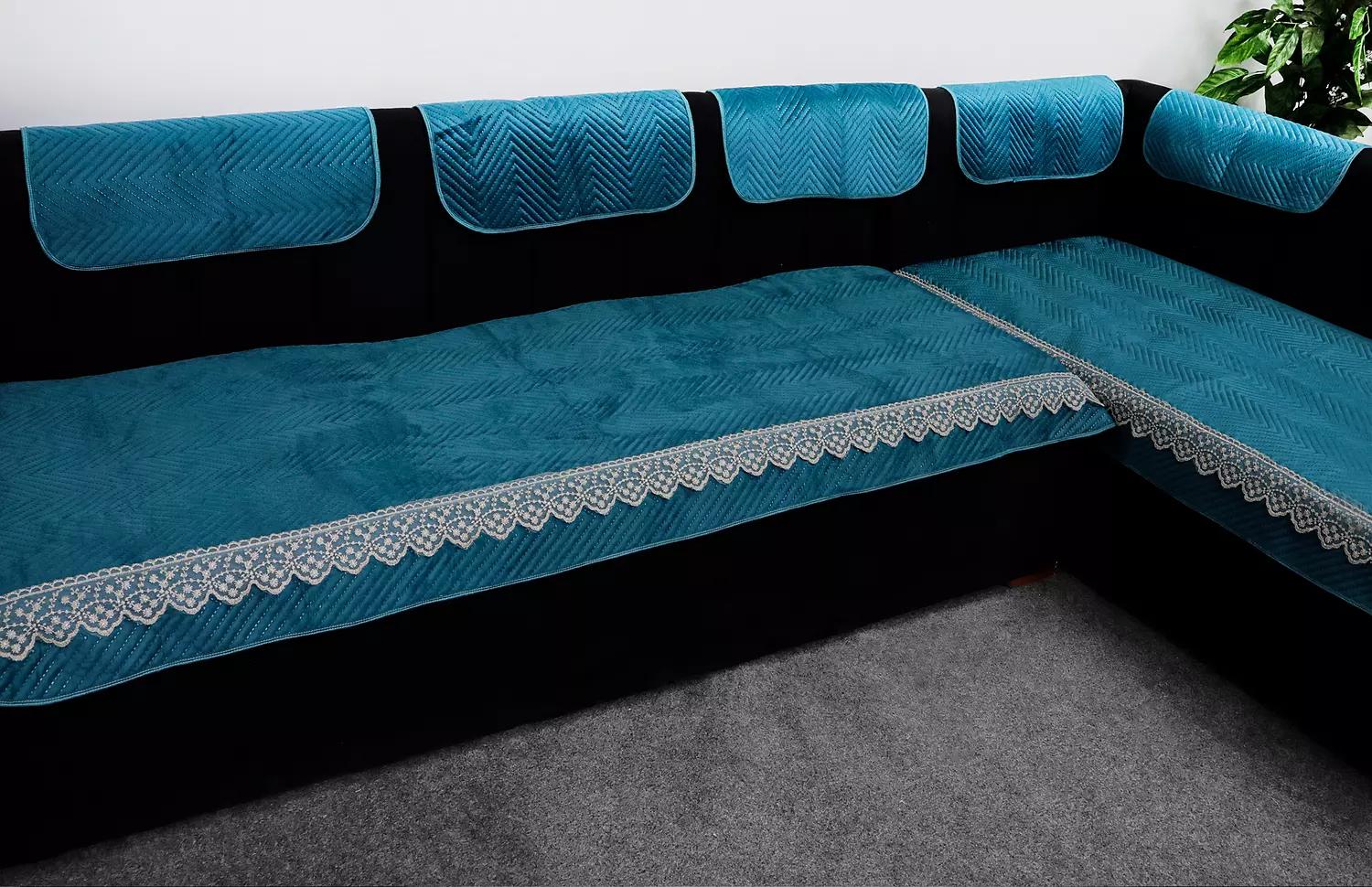 Set of 4 Sofa Slipcovers - Teal 3