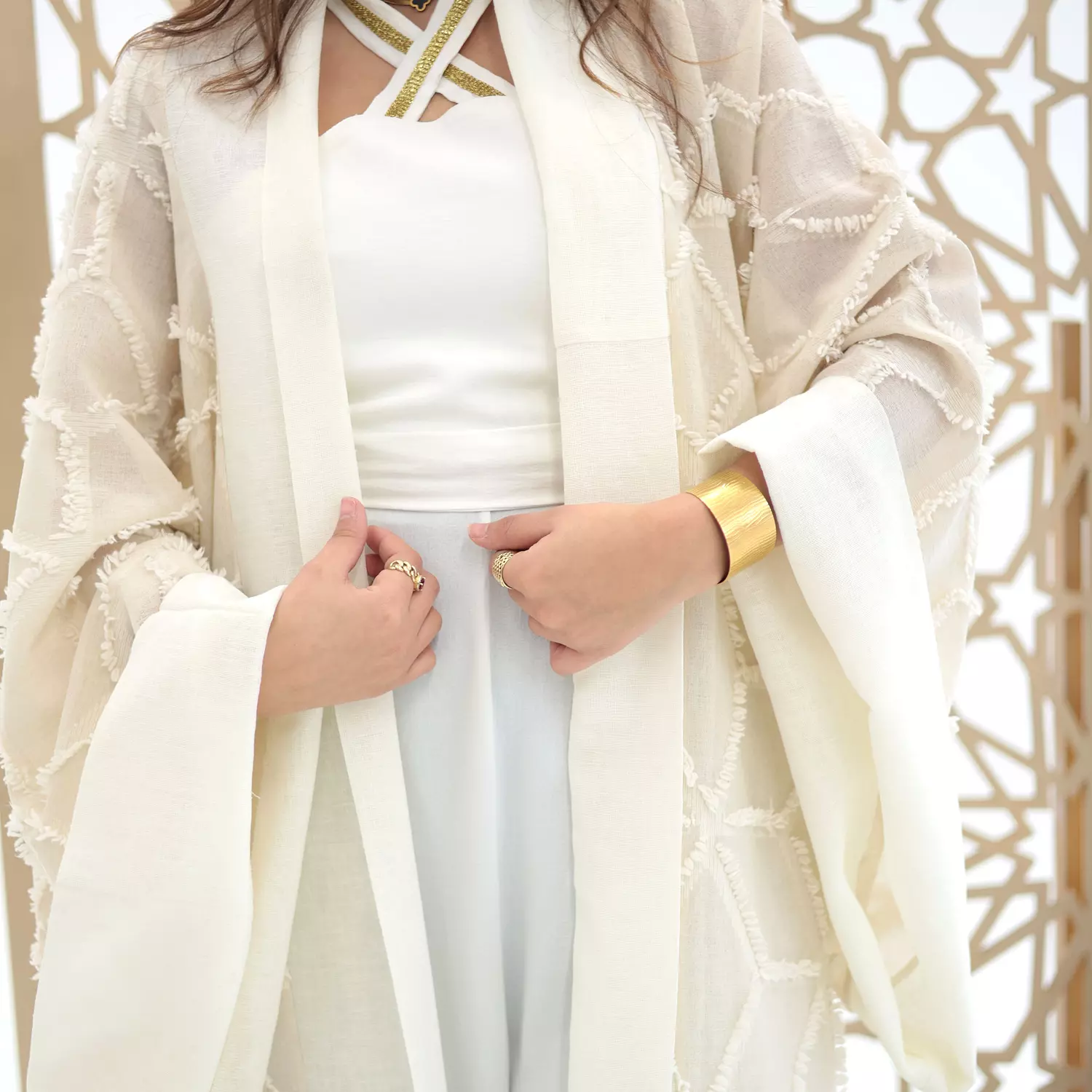 White and Beige Kaftan 6