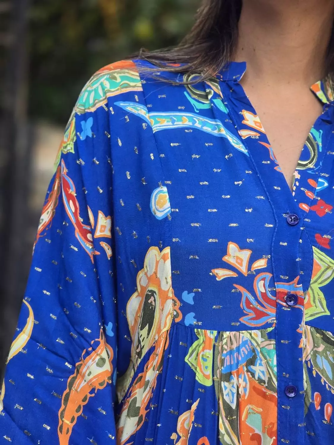 Royal blue multicolour dress with gold shimmer 3