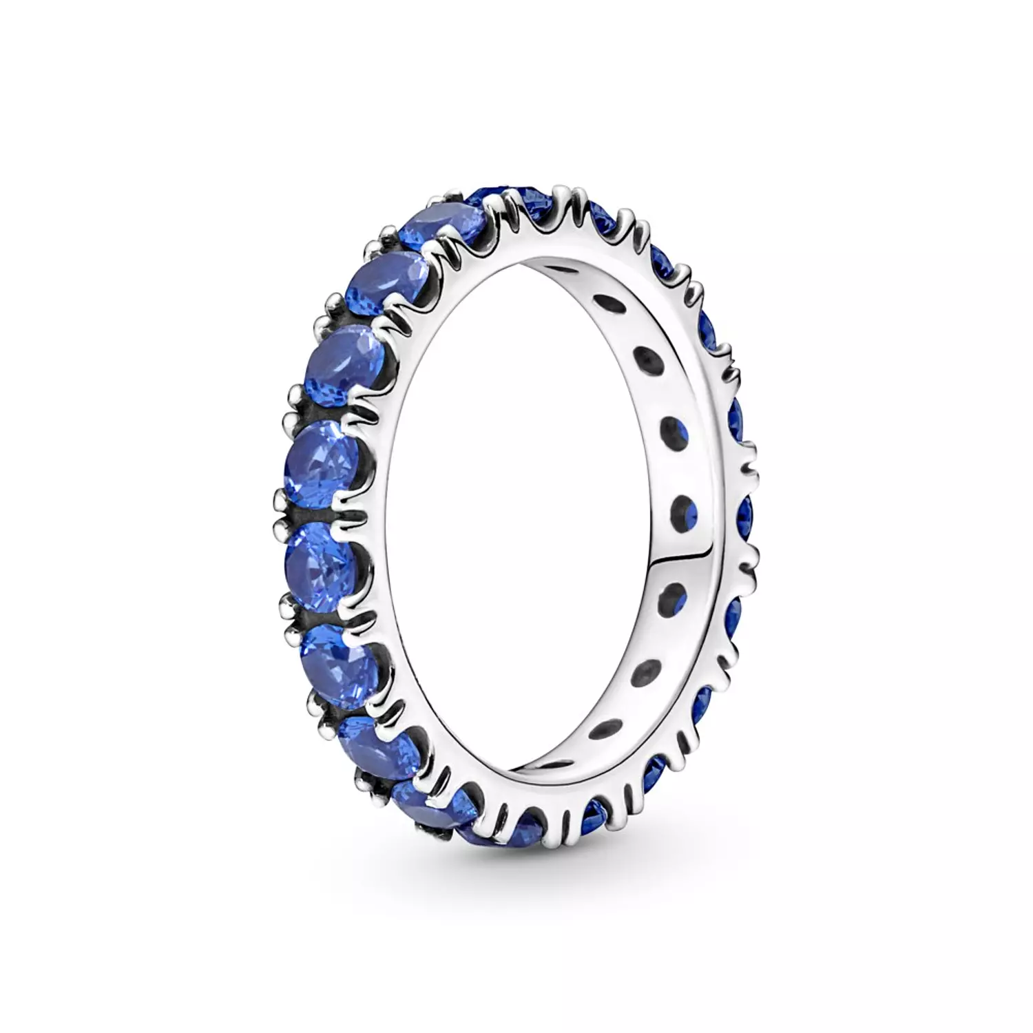 Sterling silver ring with princess blue crystal