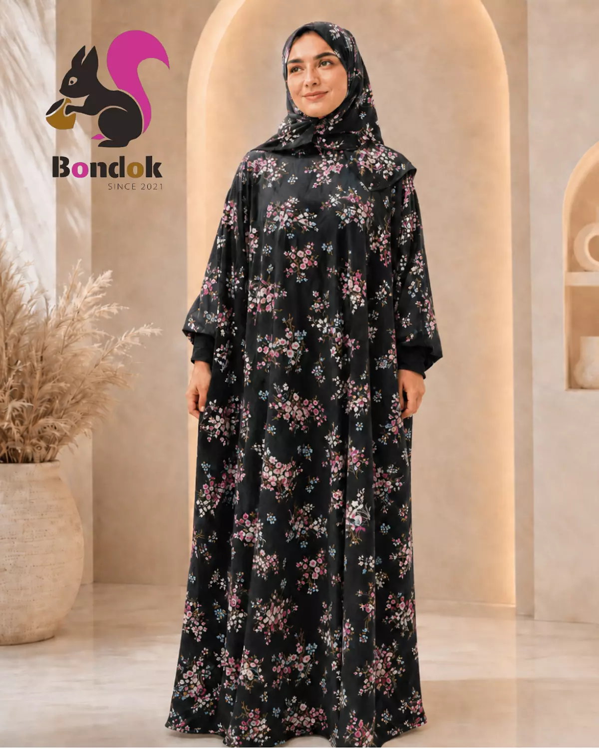 Esdal  Women's- Kids Matching Floral Print Abaya with Matching Hijab 3