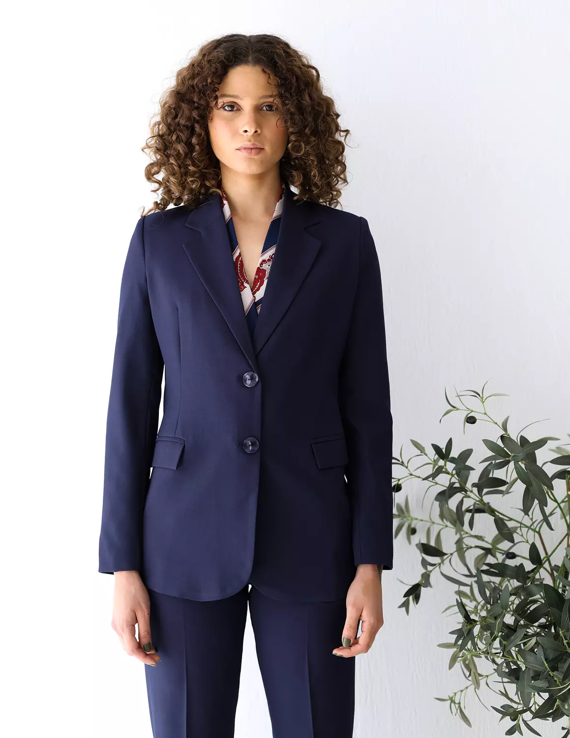 Navy shadow straight blazer  image