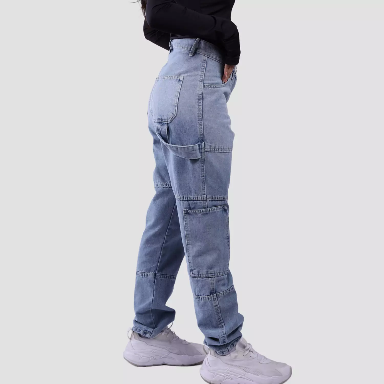 5030 Blue Jeans With Pocket Details & Side Strap hover image