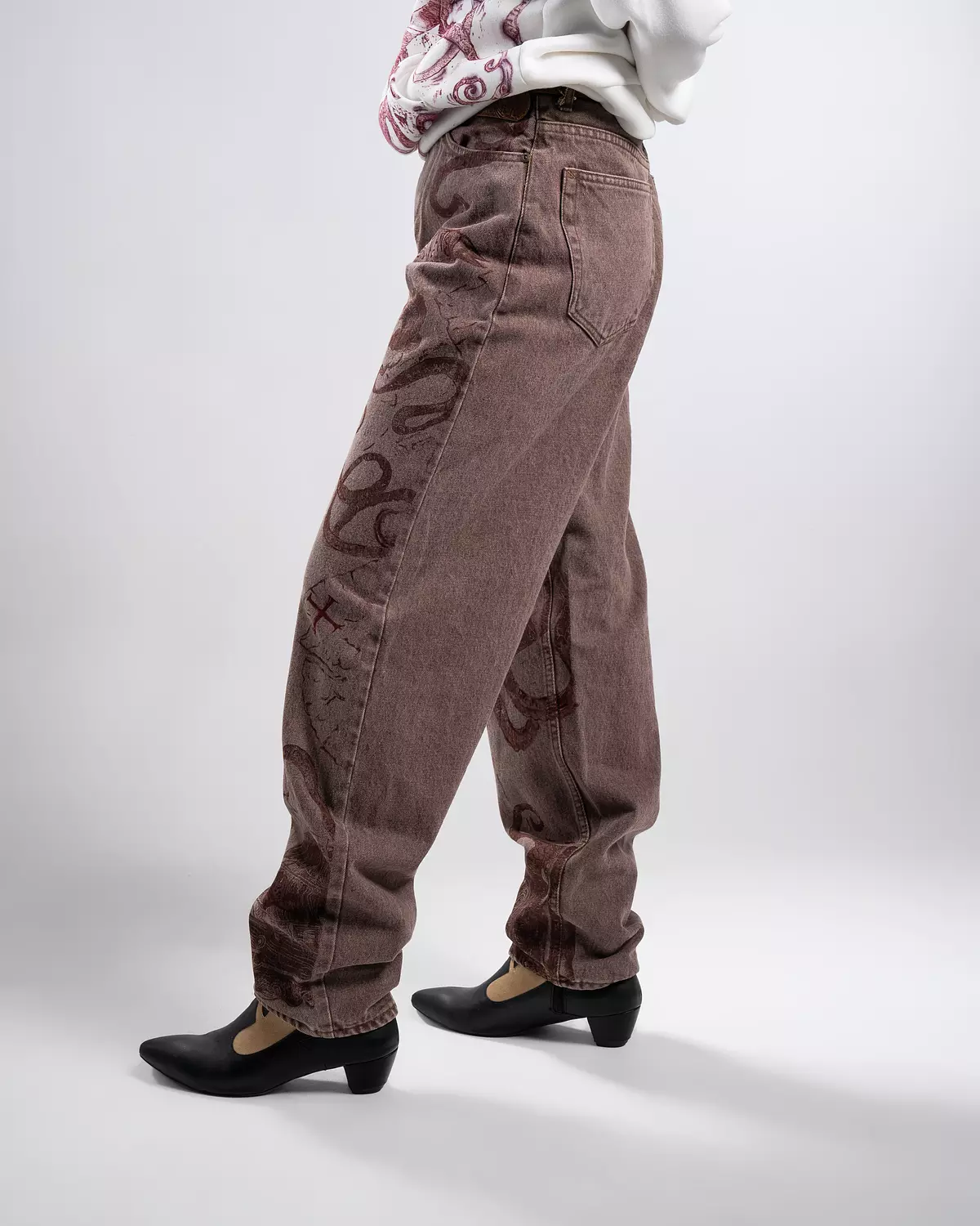 “ BlackSail” 1of 1 hand-printed & painted denim pants 5