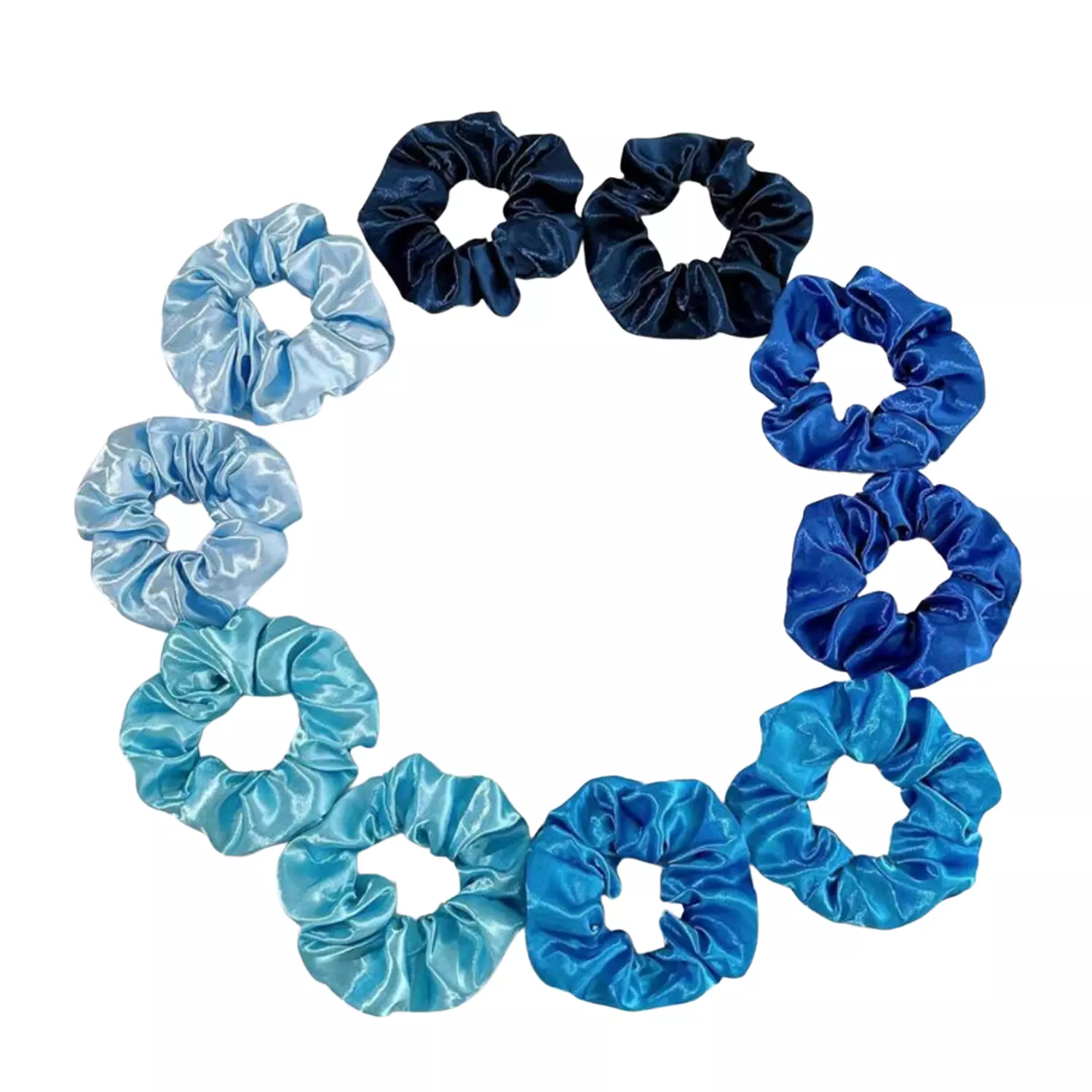 1 Pc Blue Satin Scrunchies 3