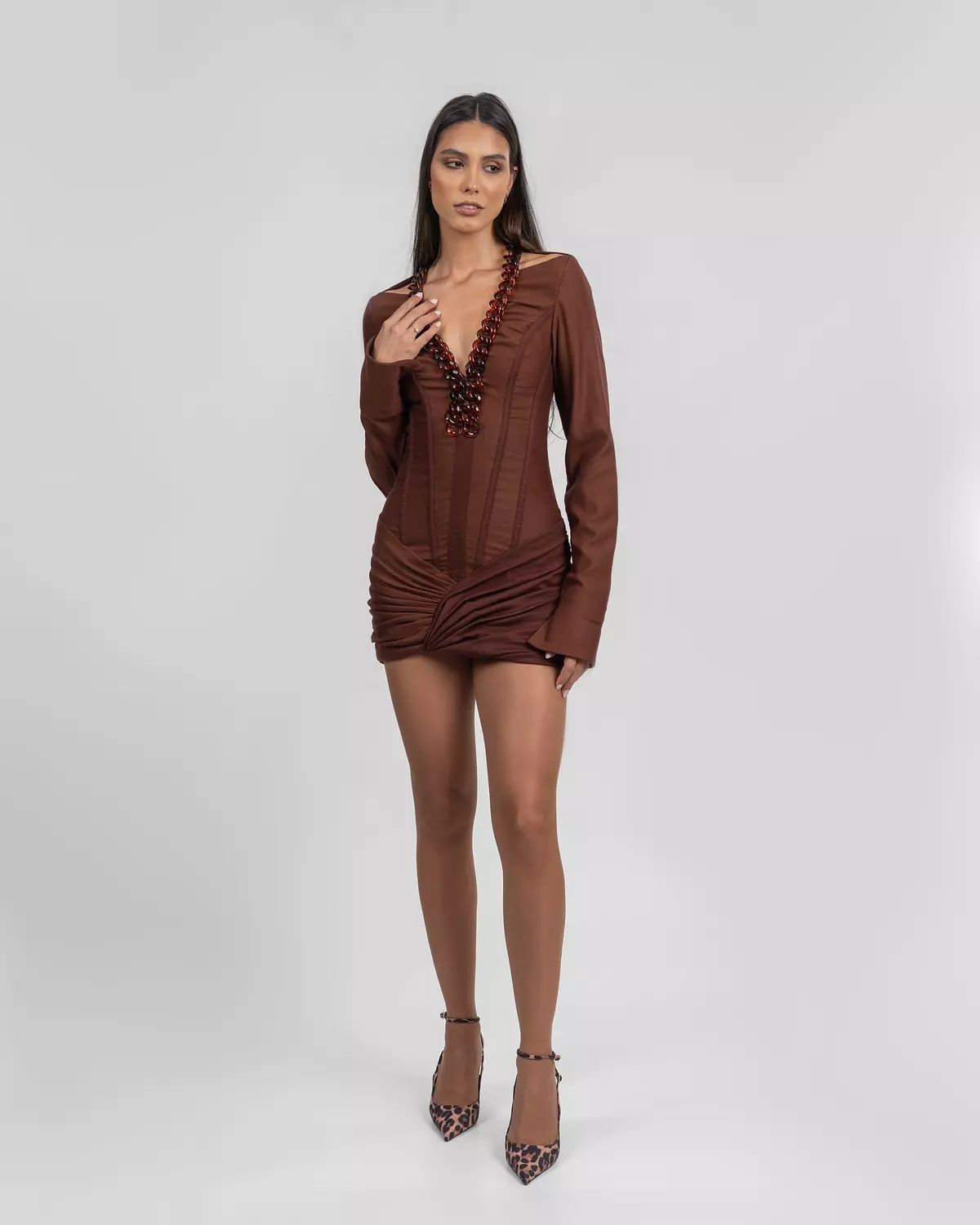 Brown Soft Suede Mini Dress 2