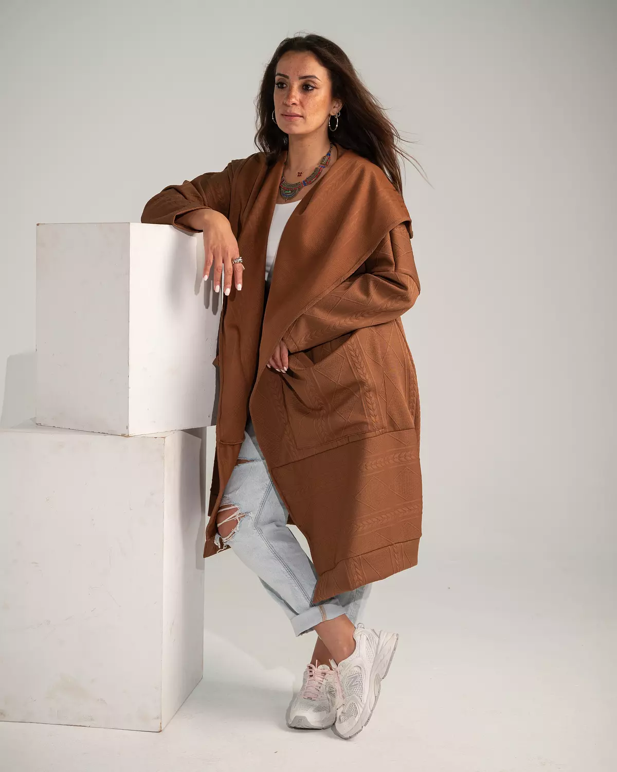 Multi way wrap cardigan camel hover image