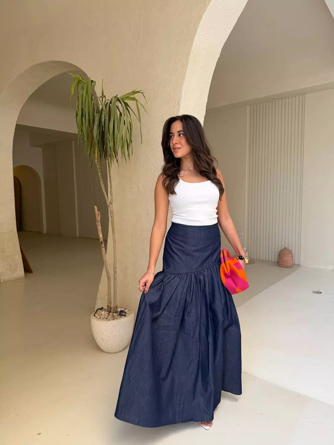 Asymmetrical Raw Denim Skirt image