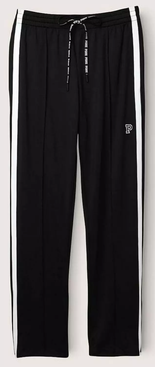 PINK black sweatpants with white stripes  image