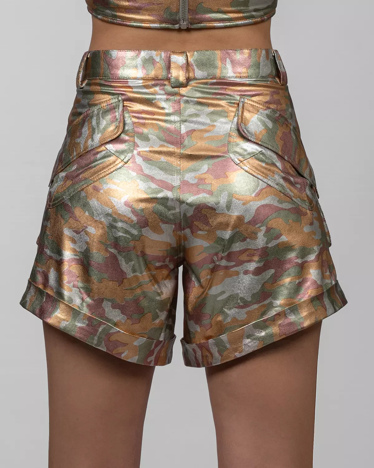 Metallic Multicolor High-Waist Shorts 2