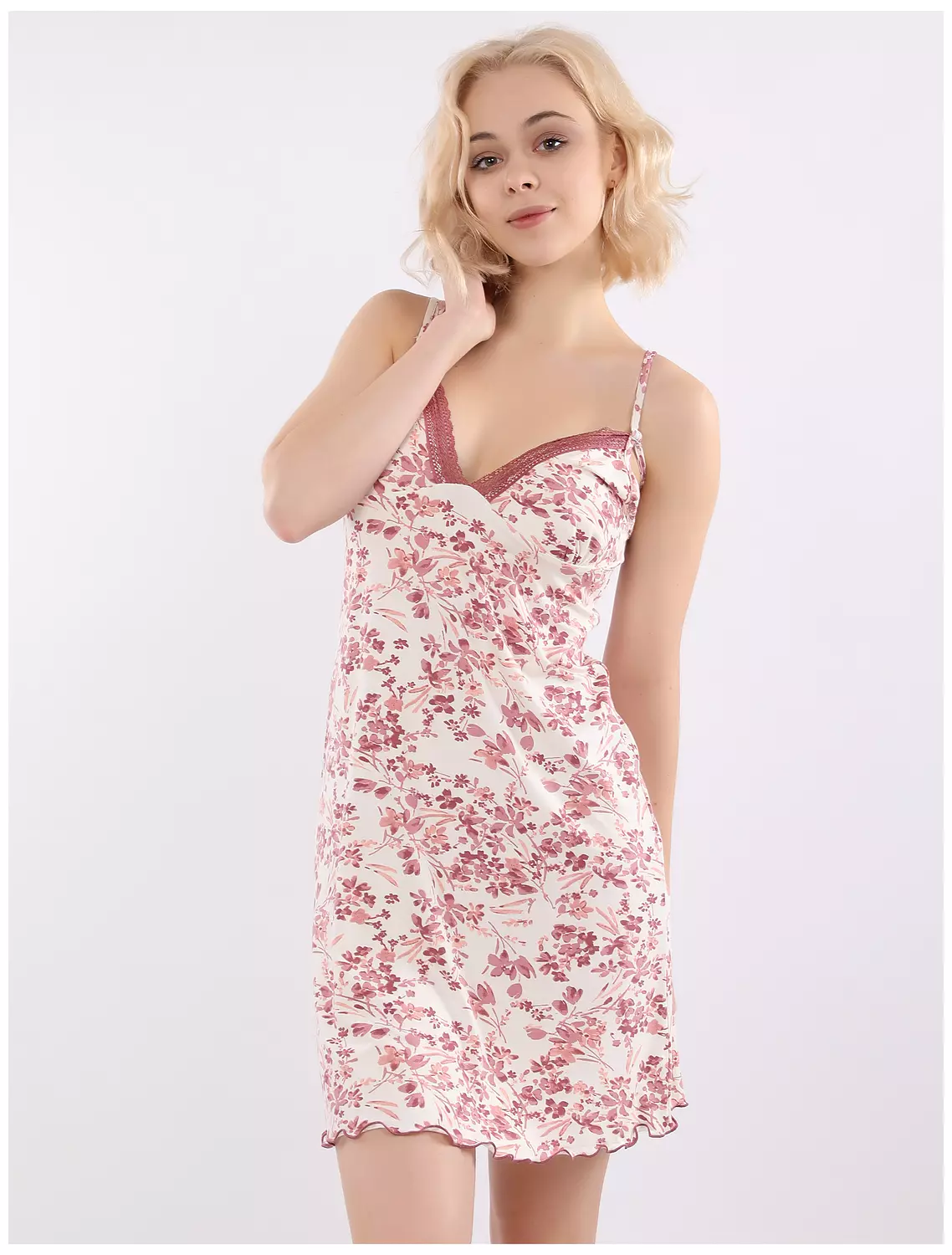 Cherry Blossoms V-neckline Night Dress 5