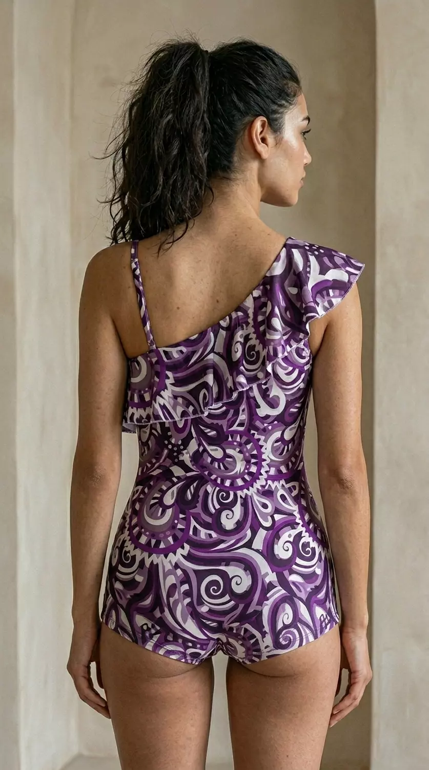 Ruffled Neckline swimsuit 5