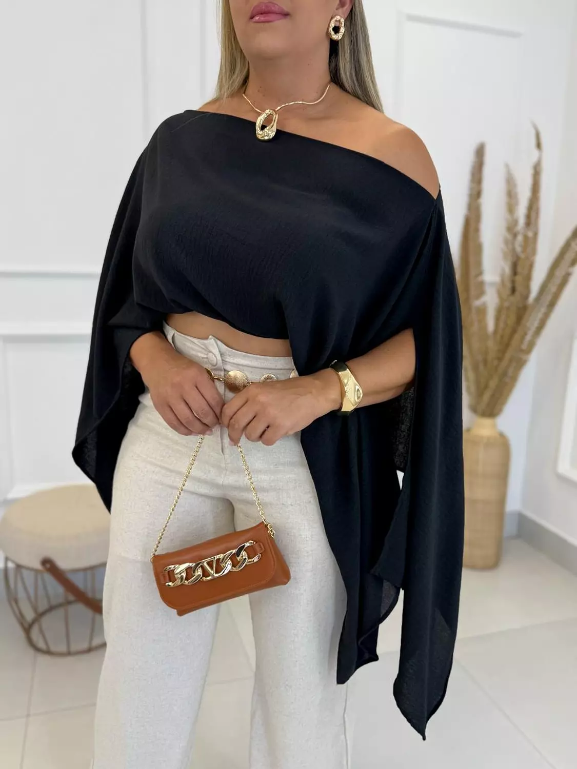 Boho Breeze Crinkled Linen Crop Top 1