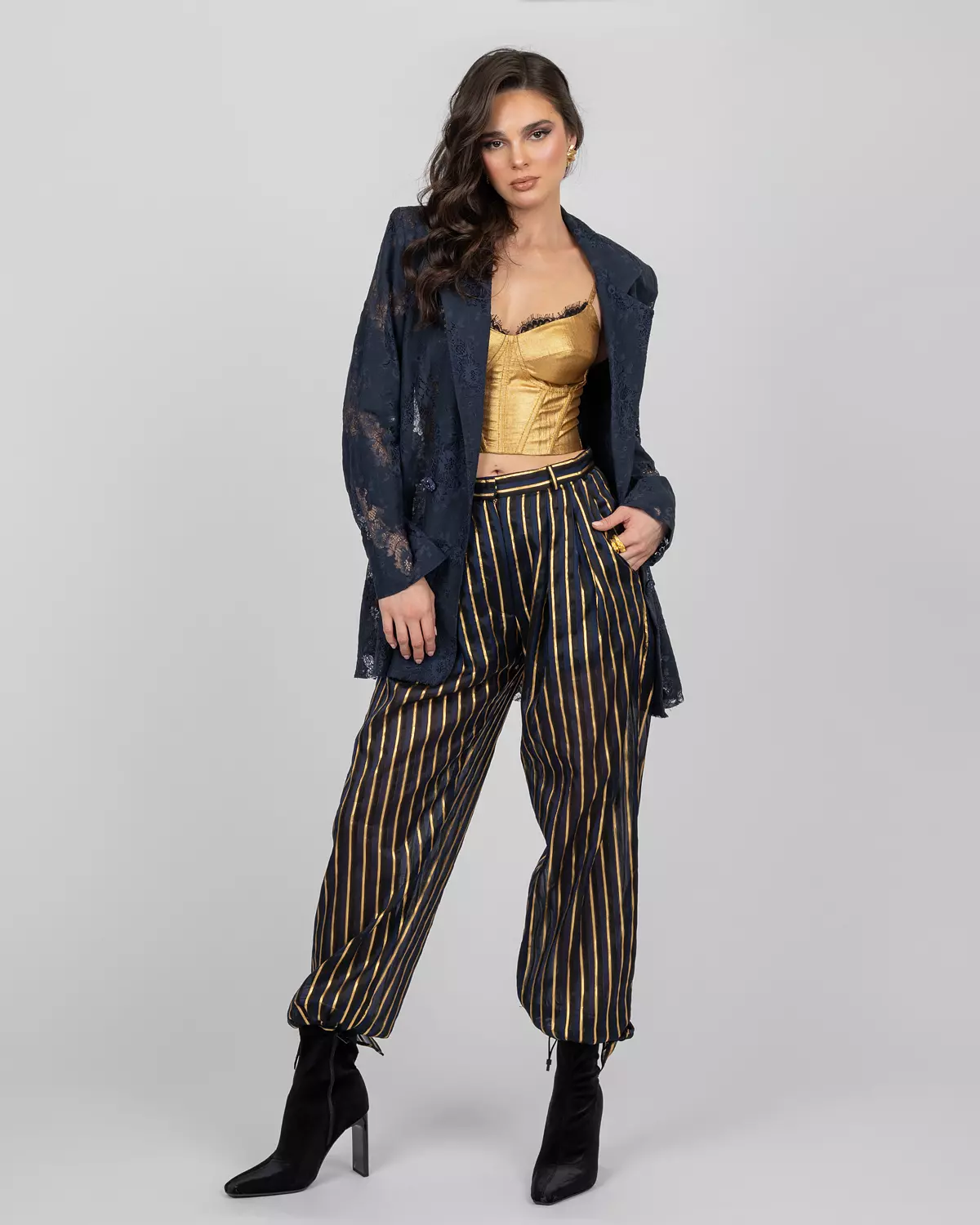 Navy Blue Lace Blazer hover image