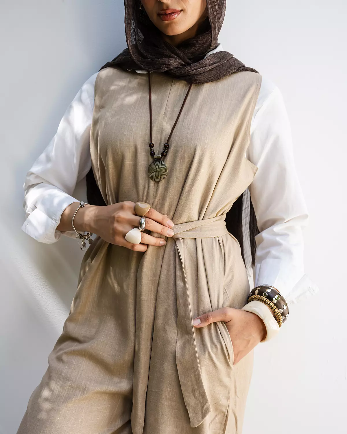 Linen Jumpsuit in Beige 3