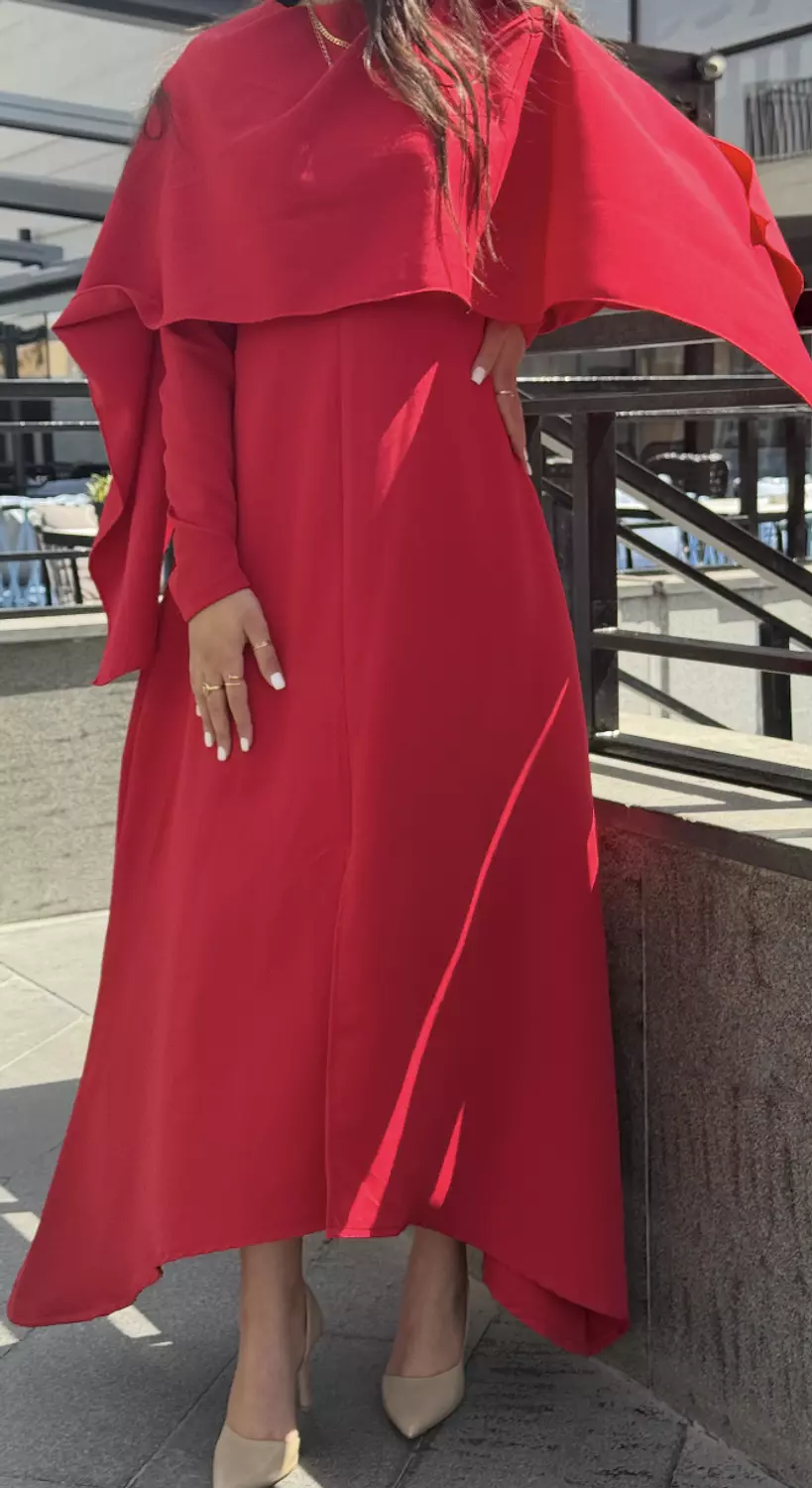 RED CAPE DRESS 4