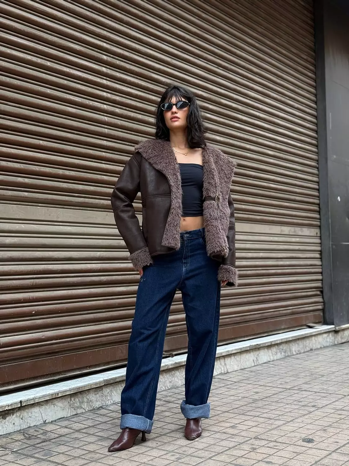 Leather jacket lined with fur 6