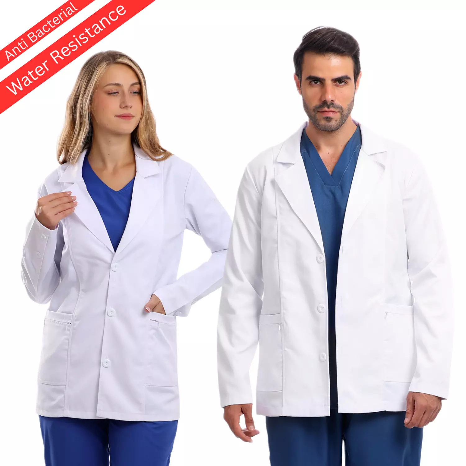 White Elegance Lab Coat Short image
