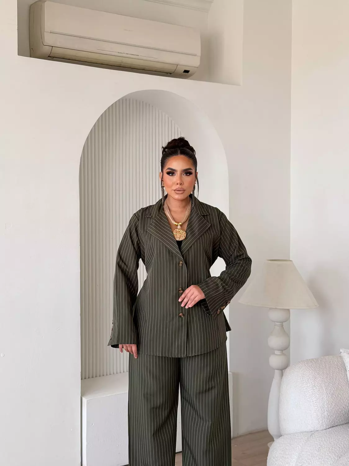 Axis Pinstripe Set In Olive image