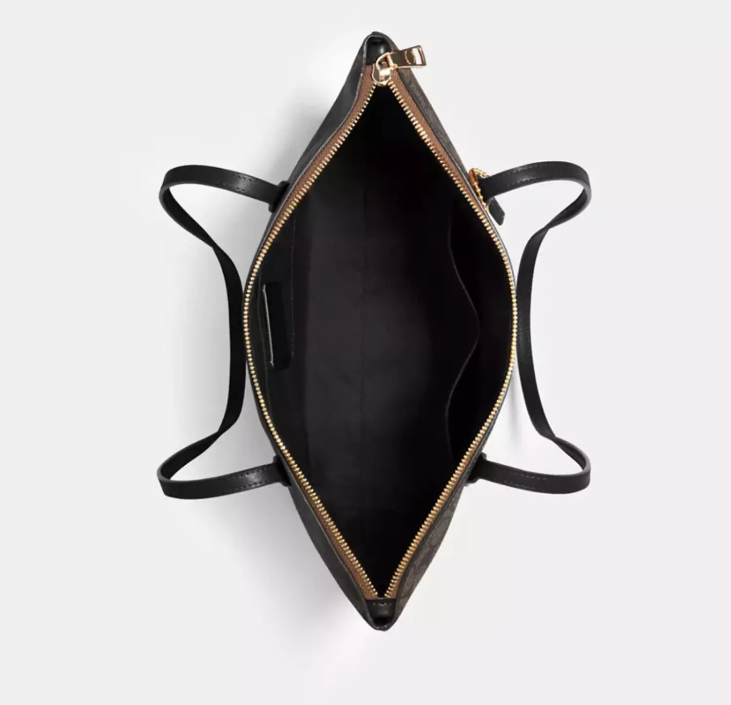 COACH Zip Top Tote Bag In Signature Canvas - Gold/Brown Black 2