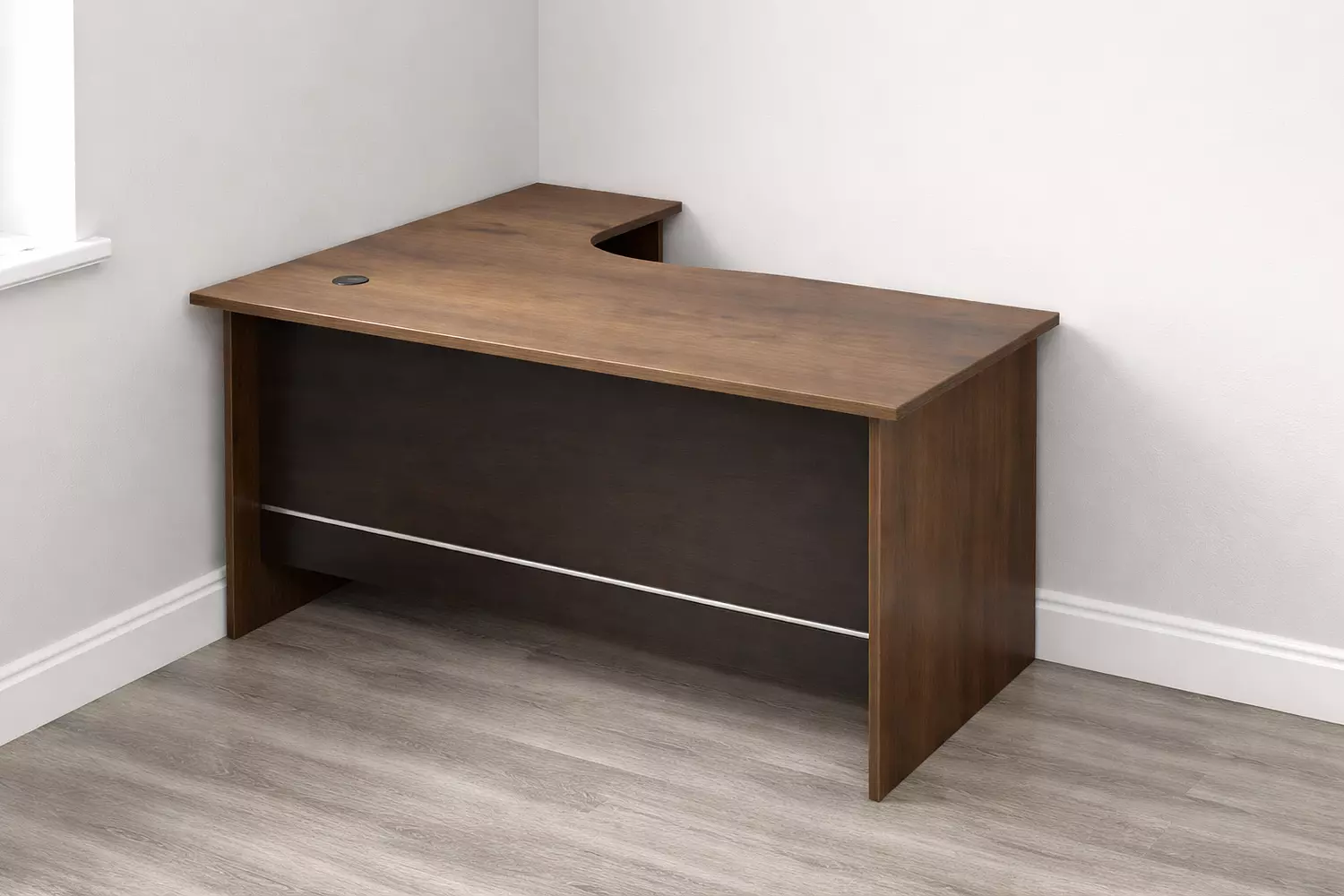 120 cm desk, Brown 201 & Black, rotating return, without unit. image