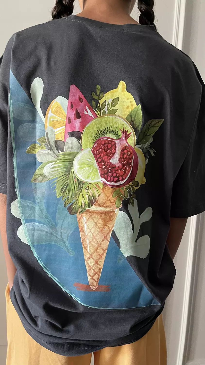 SOUTH Unisex Dark Charcoal Grey South Fruits oversized t-shirt  hover image