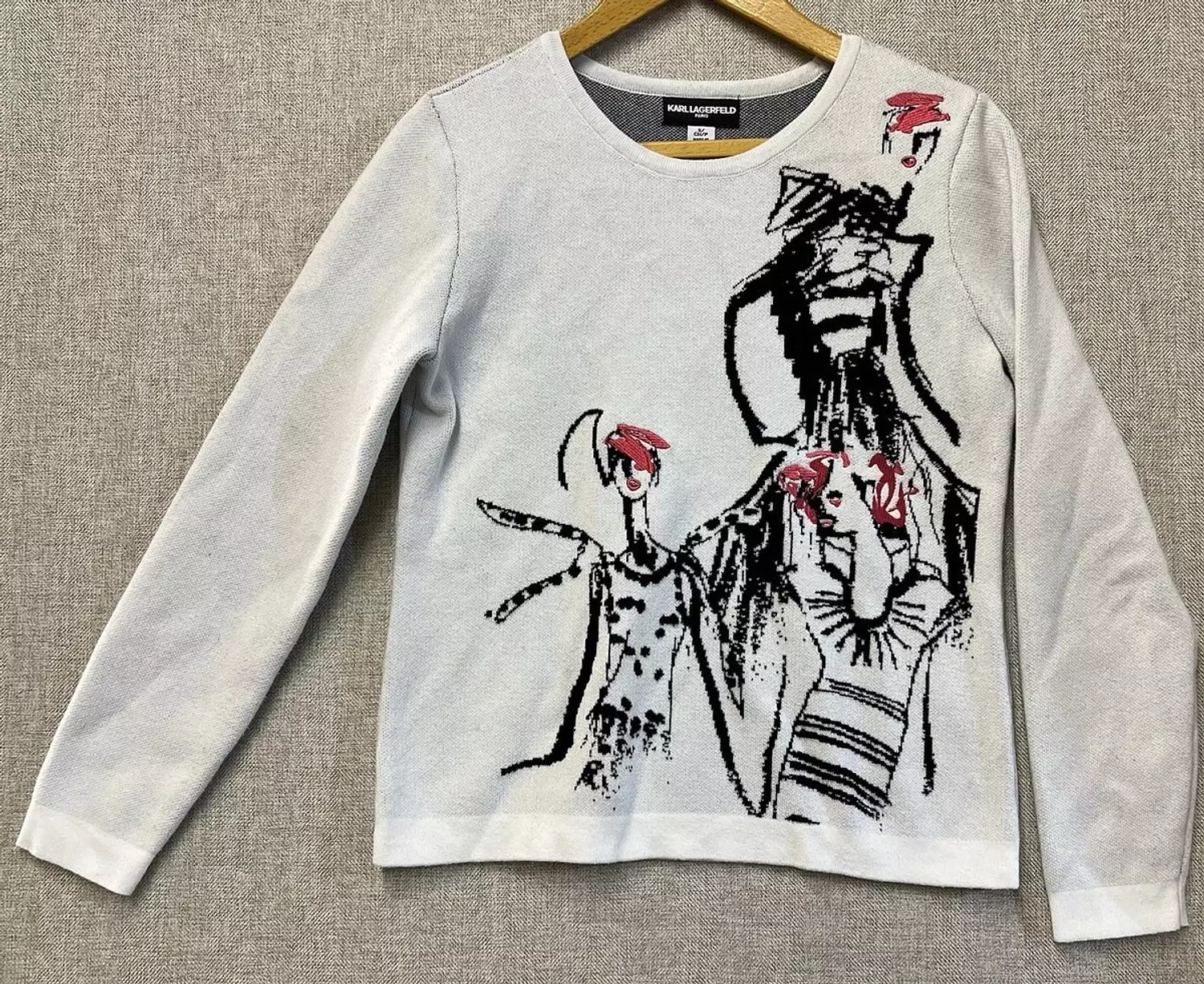 Karl Lagerfeld Paris White Graphic Sweater 2