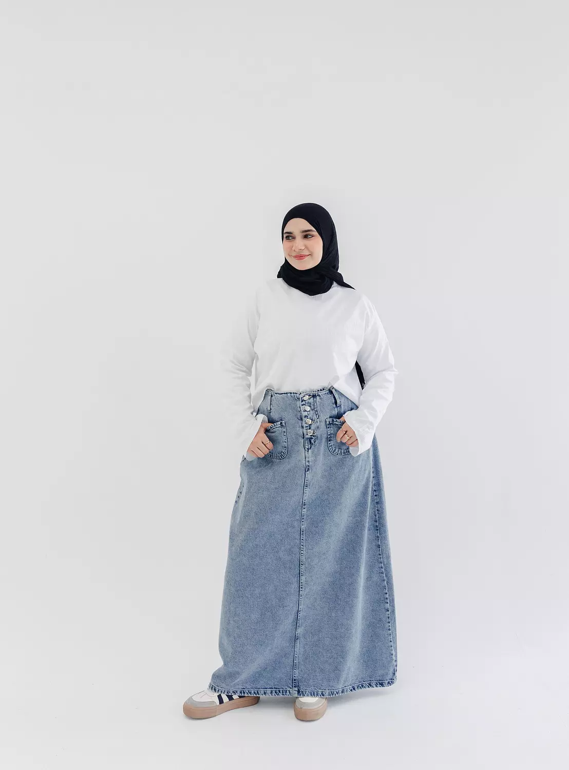 denim skirt image