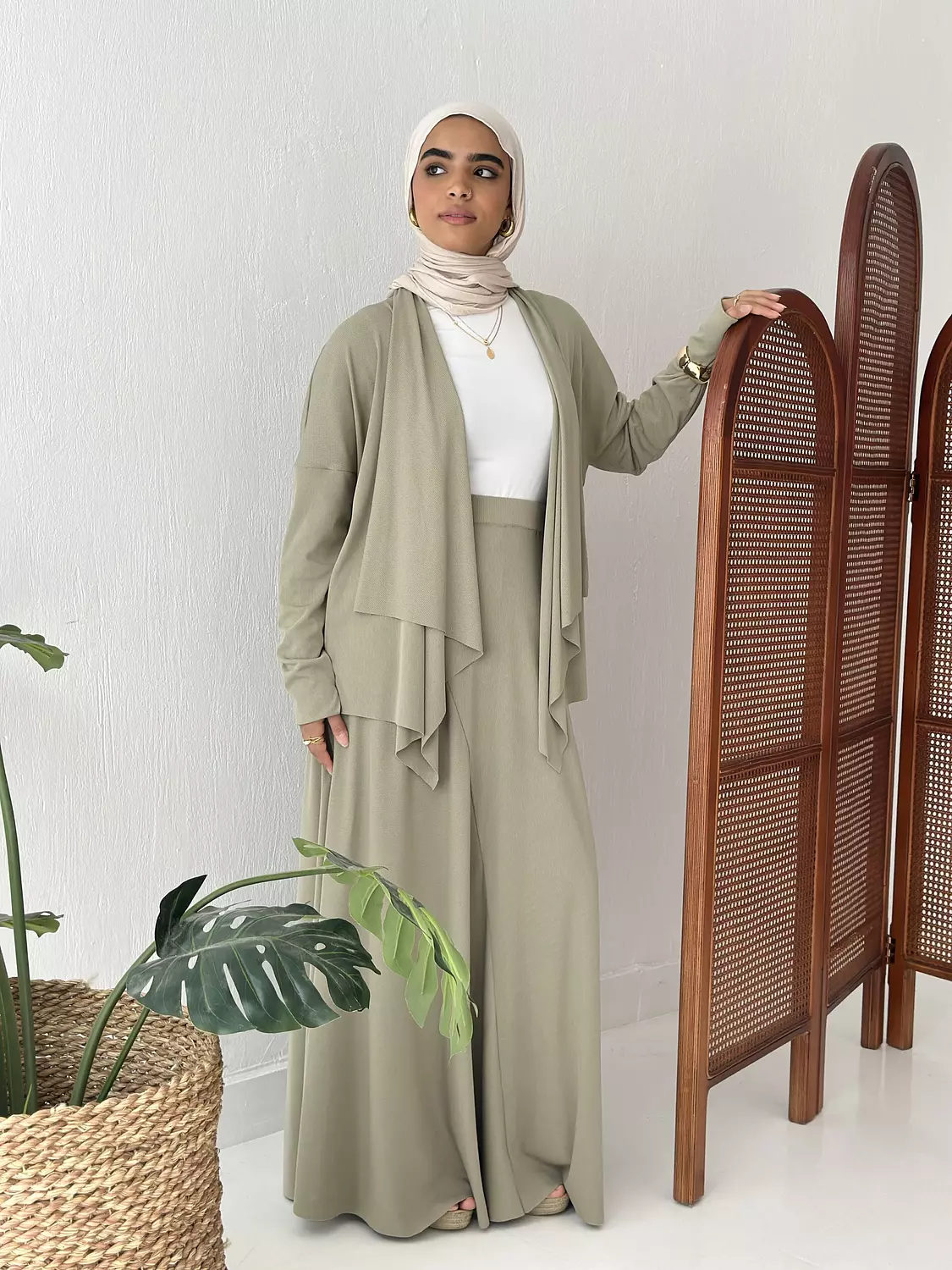 Elegance In Motion Skirt Set In Olive hover image