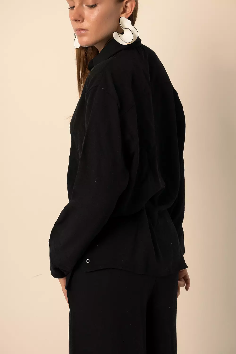 Oversized Shirt with side buttons - Black 4