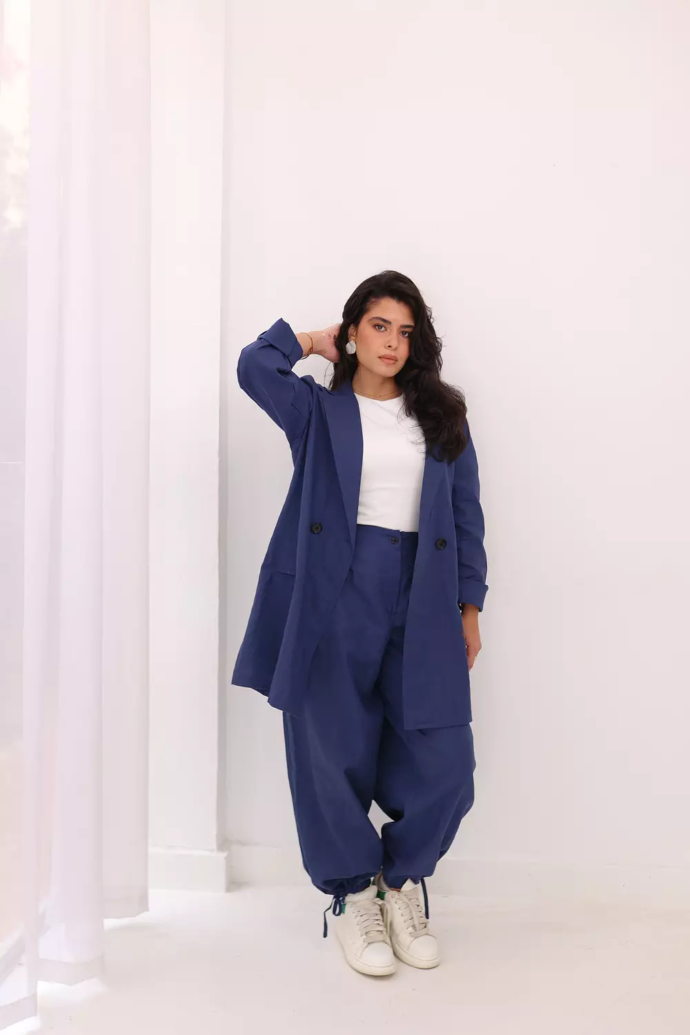 Linen wrapped pants in navy 3