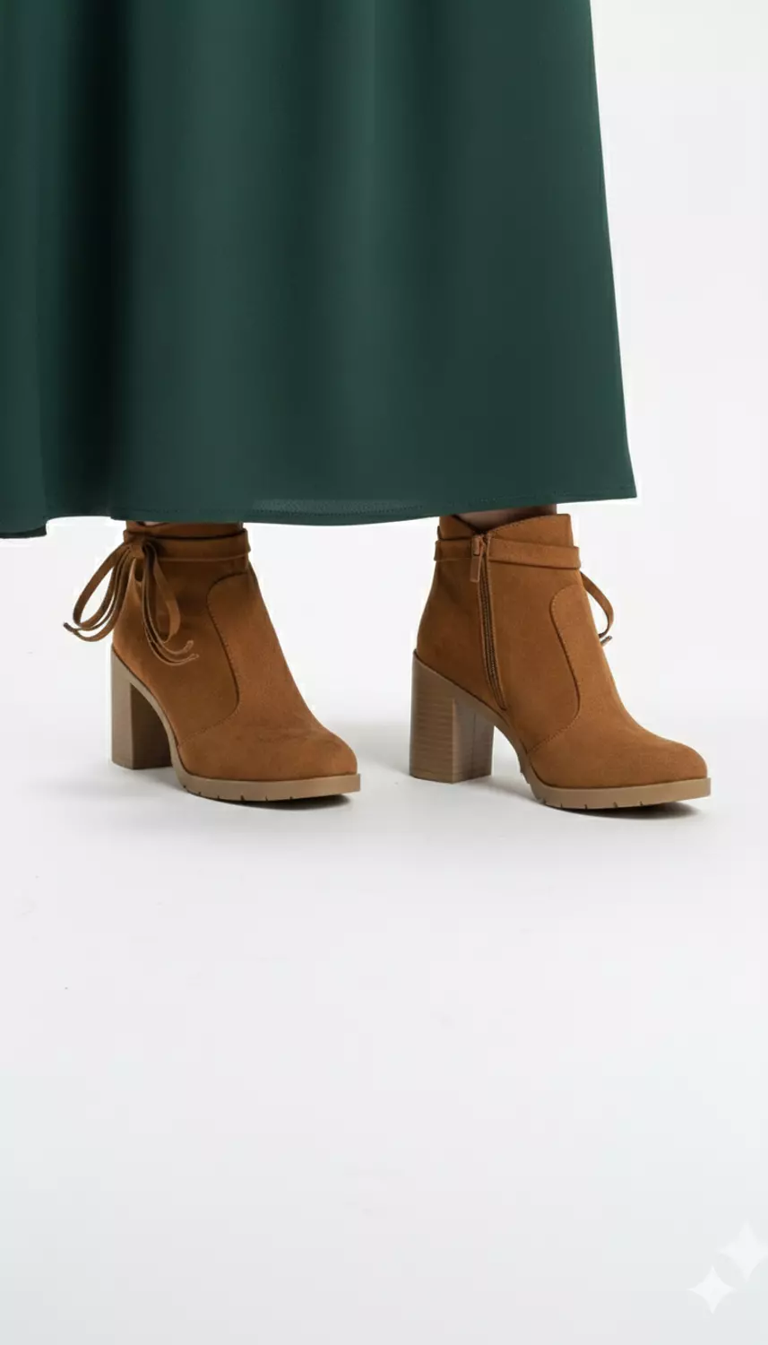 Suede Ankle Boots with Block Heel image