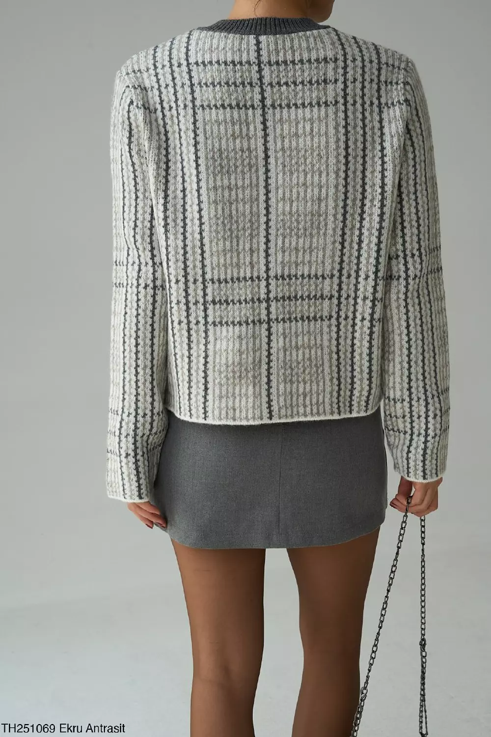 Grey Wool Cardigan with Gold Buttons  3