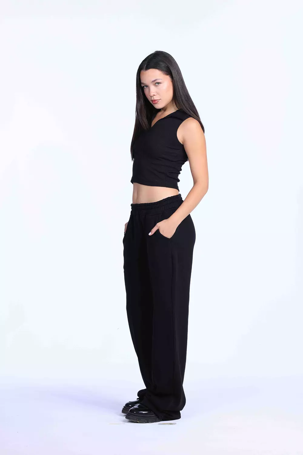 Black Cut polo basic Top   2