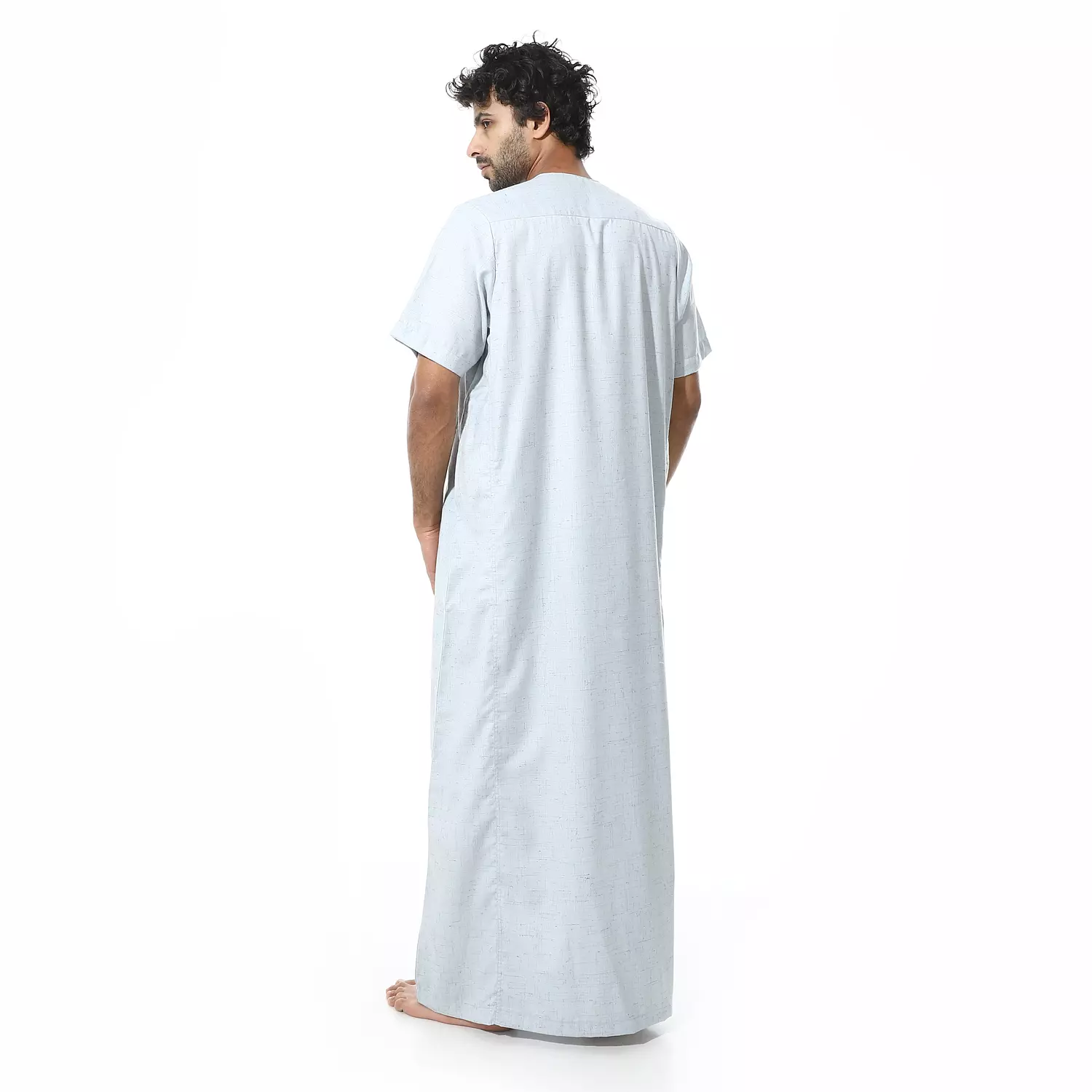 Men Galabeya Short Sleeves - Linen - 2265 - Baby Blue 3
